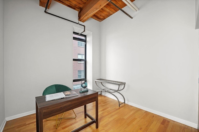 1503 S State St Unit 501, Chicago, IL 60605 - office space with light wood-type flooring and a wooden ceiling with exposed beams