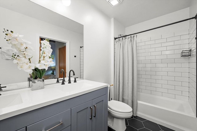 1503 S State St Unit 501, Chicago, IL 60605 - bathroom featuring double vanity, tile patterned floors, and shower / bath combination with curtain
