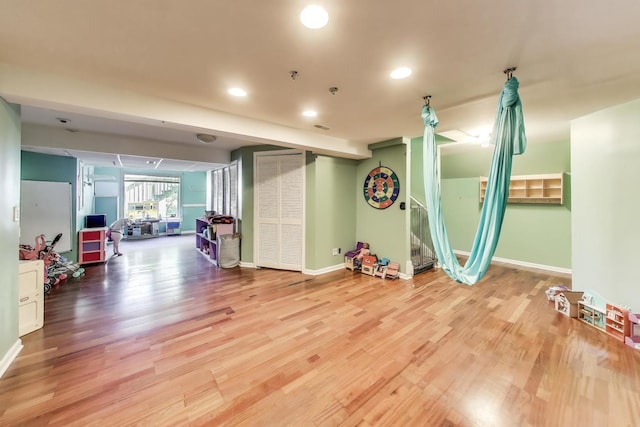 34113 N Primrose Ct, Round Lake, IL 60073 - workout area with wood finished floors and recessed lighting