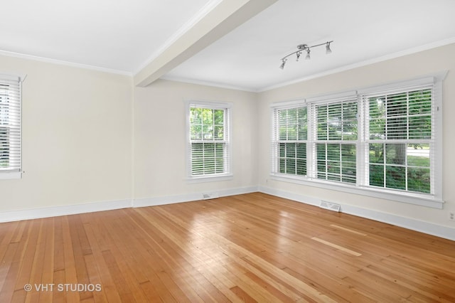 406 E Tower Dr, Tower Lakes, IL 60010 - unfurnished room featuring light wood finished floors, ornamental molding, and rail lighting