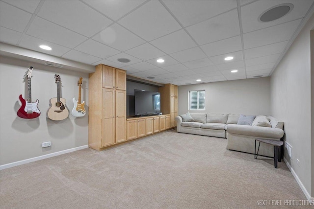 1009 E Bailey Rd, Naperville, IL 60565 - living area with light carpet, recessed lighting, and a paneled ceiling