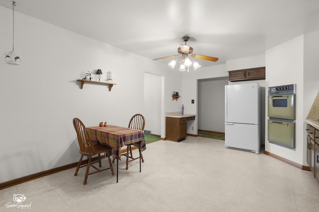 1458 Pleasant Dr, Crest Hill, IL 60403 - dining room featuring a ceiling fan and baseboards
