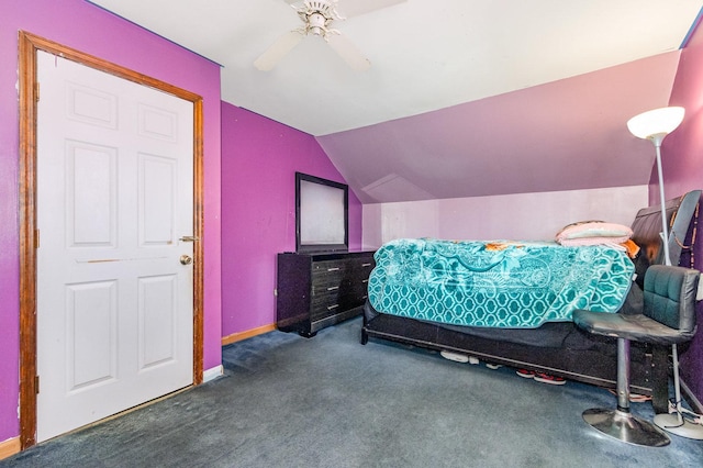 408 Summit St, Joliet, IL 60435 - carpeted bedroom with lofted ceiling and a ceiling fan