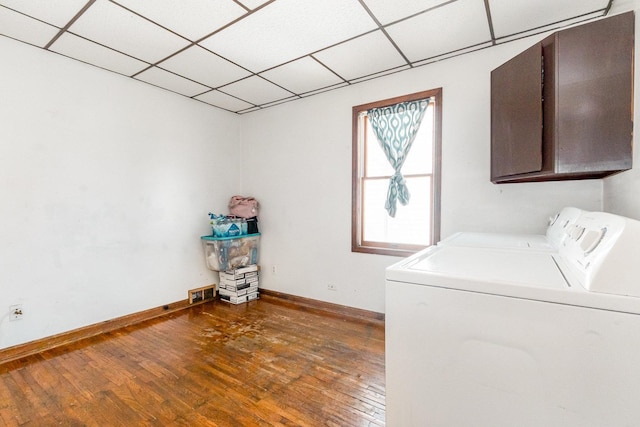 408 Summit St, Joliet, IL 60435 - laundry room featuring cabinet space, separate washer and dryer, and hardwood / wood-style floors