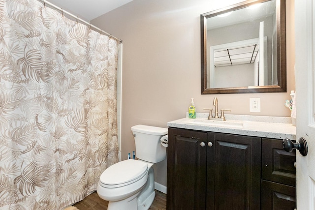408 Summit St, Joliet, IL 60435 - full bathroom featuring vanity, wood finished floors, and a shower with curtain
