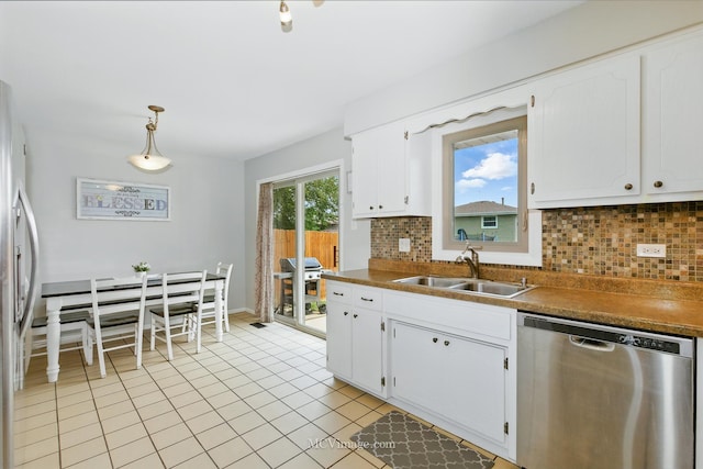 16821 89th Ave, Orland Hills, IL 60487 - kitchen featuring dishwasher, fridge, backsplash, and light tile patterned floors