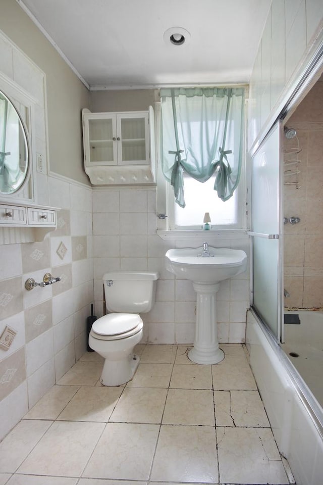 10445 S S Ave H, Chicago, IL 60617 - full bath with enclosed tub / shower combo, tile walls, and tile patterned floors
