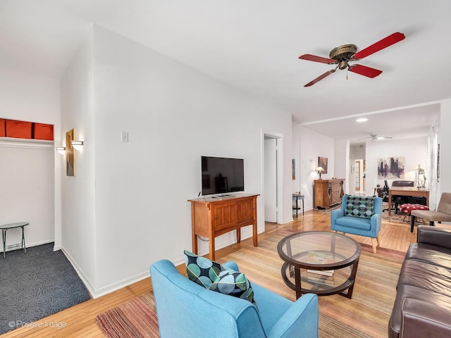 1754 W Cortland St, Chicago, IL 60622 - living room with a ceiling fan and light wood finished floors