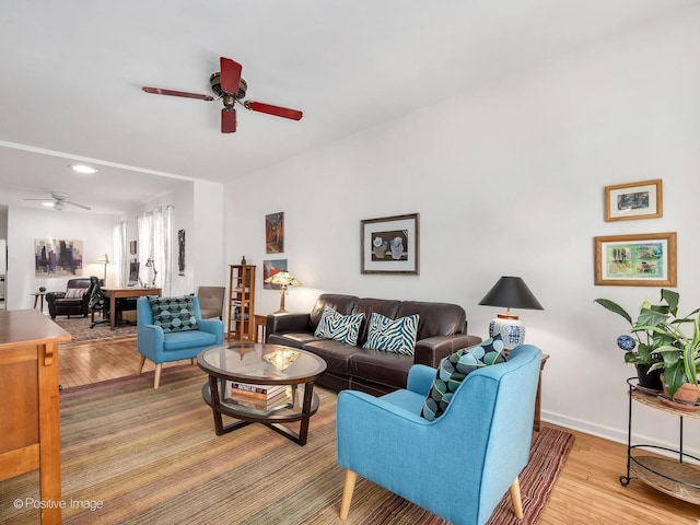 1754 W Cortland St, Chicago, IL 60622 - living area featuring a ceiling fan, light wood-style floors, and recessed lighting