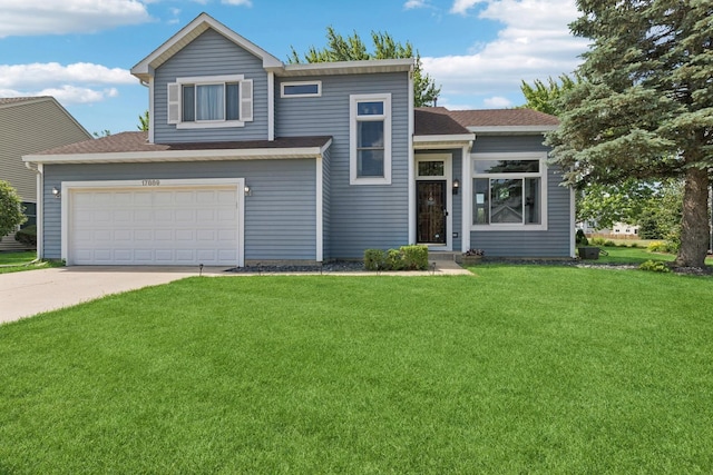 17889 W Elsbury St, Gurnee, IL 60031 - view of front of house with concrete driveway, a front lawn, and roof with shingles