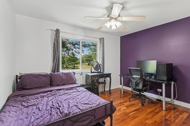 17889 W Elsbury St, Gurnee, IL 60031 - bedroom with wood finished floors, an office area, and ceiling fan