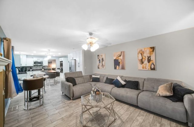 3105 Hermes Dr, Olympia Fields, IL 60461 - living room featuring light wood-style floors and ceiling fan