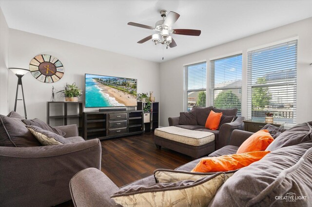 1133 Daytona Way, Pingree Grove, IL 60140 - living area featuring wood finished floors and ceiling fan