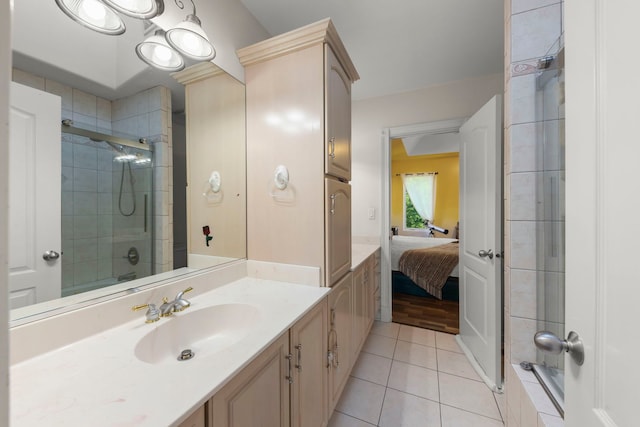 2308 Fleetwood Ct, Naperville, IL 60565 - ensuite bathroom featuring a shower stall, vanity, and tile patterned floors