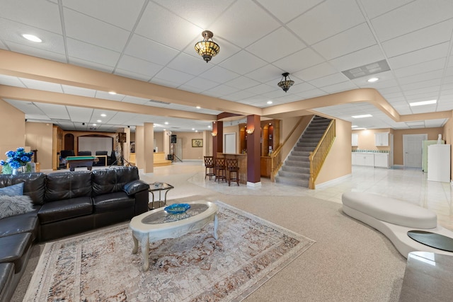 2308 Fleetwood Ct, Naperville, IL 60565 - building lobby with a drop ceiling, stairs, and recessed lighting
