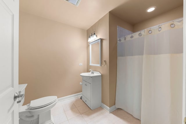 2308 Fleetwood Ct, Naperville, IL 60565 - bathroom with vanity, tile patterned floors, and a shower with shower curtain