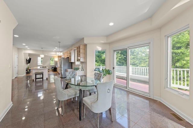 2308 Fleetwood Ct, Naperville, IL 60565 - dining area with healthy amount of natural light, granite floors, and recessed lighting