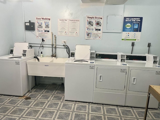 5701 W 129th St Unit 2B, Crestwood, IL 60418 - community laundry room with washing machine and dryer and tile patterned floors
