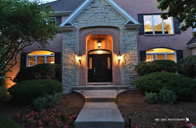 2520 Hanford Ln, Aurora, IL 60502 - entrance to property with stone siding and brick siding