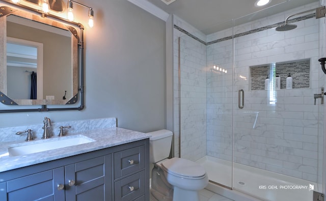 2520 Hanford Ln, Aurora, IL 60502 - full bathroom featuring vanity, a shower stall, and recessed lighting