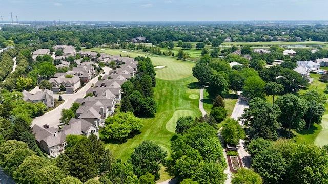 2520 Hanford Ln, Aurora, IL 60502 - aerial perspective of suburban area with a golf club and a tree filled landscape
