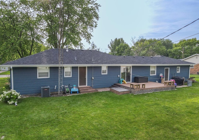 620 Edwin Dr, Bourbonnais, IL 60914 - back of house featuring a deck, a yard, and roof with shingles