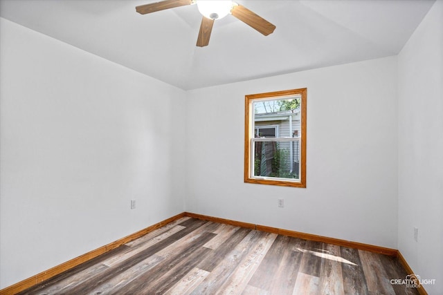 812 S Sumner Ave, Aurora, IL 60505 - empty room with vaulted ceiling, wood finished floors, and ceiling fan