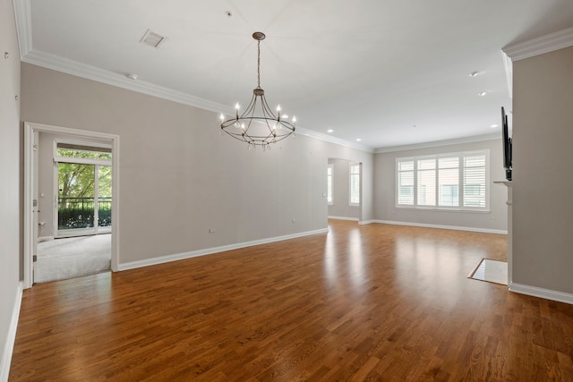 1000 Village Center Dr Unit 103, Burr Ridge, IL 60527 - spare room with a chandelier, plenty of natural light, wood finished floors, crown molding, and recessed lighting