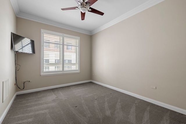 1000 Village Center Dr Unit 103, Burr Ridge, IL 60527 - carpeted spare room with ornamental molding and ceiling fan