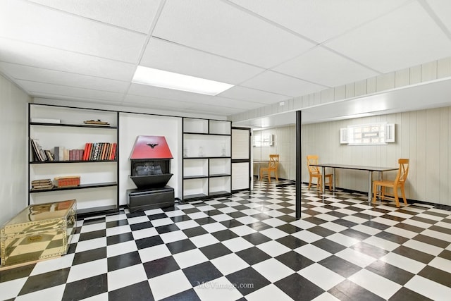 3219 N Pioneer Ave, Chicago, IL 60634 - below grade area featuring tile patterned floors and a drop ceiling