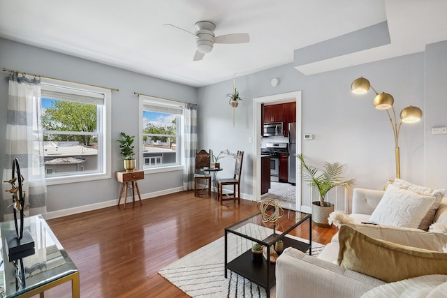 2438 N Hamlin Ave Unit 3D, Chicago, IL 60647 - living area featuring a ceiling fan and wood finished floors