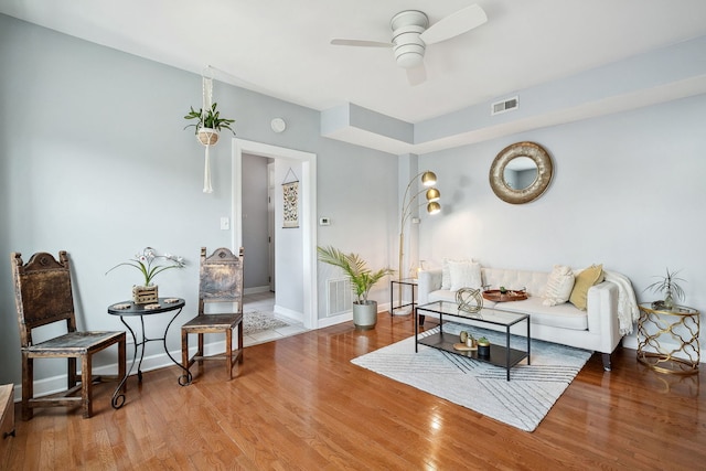 2438 N Hamlin Ave Unit 3D, Chicago, IL 60647 - living room with a ceiling fan and wood finished floors