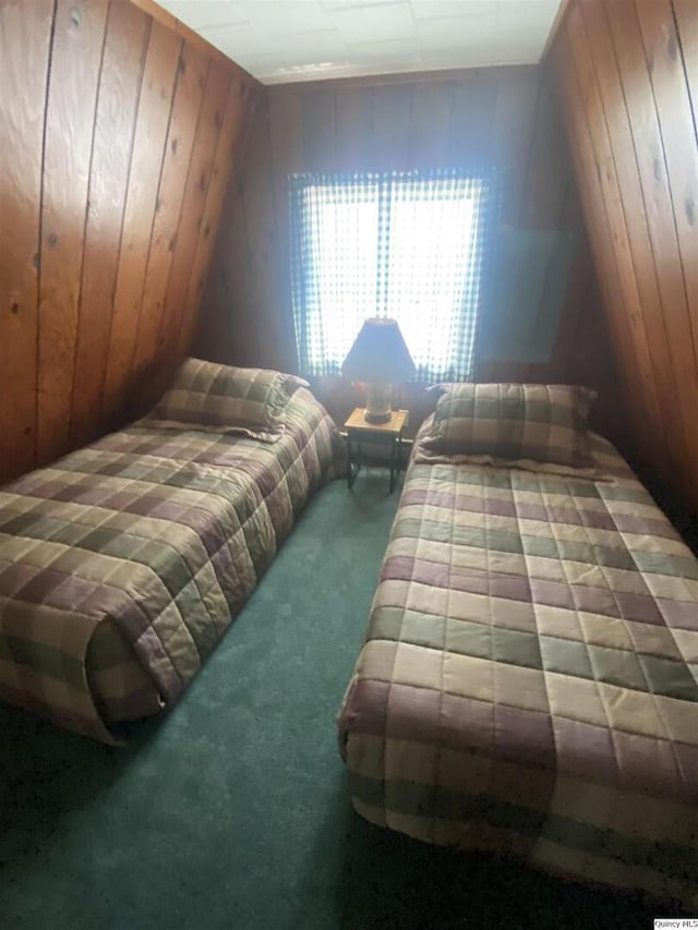 110 E County Rd 150, Warsaw, IL 62379 - carpeted bedroom featuring wood walls