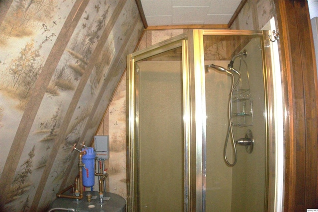 110 E County Rd 150, Warsaw, IL 62379 - full bath featuring vaulted ceiling and a stall shower