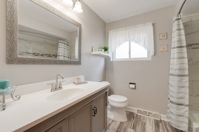 14437 Kostner Ave, Midlothian, IL 60445 - full bath with vanity, a shower with curtain, and wood finished floors