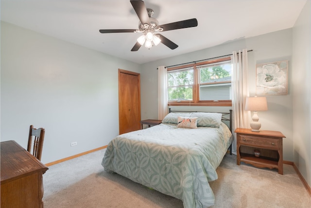 14437 Kostner Ave, Midlothian, IL 60445 - bedroom with light carpet, a closet, and ceiling fan