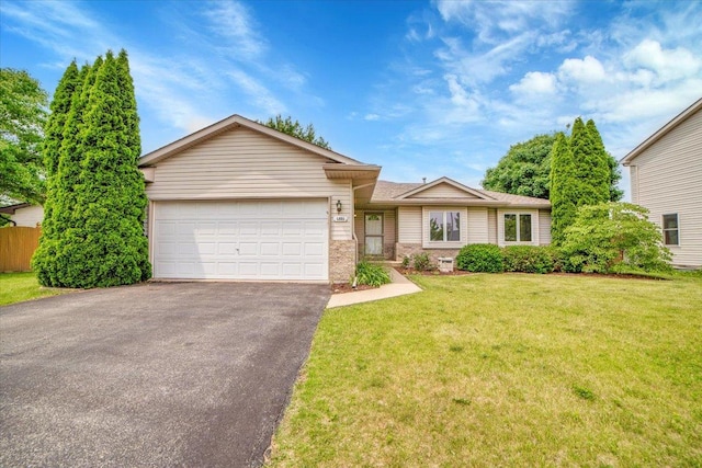 1801 Great Falls Dr, Plainfield, IL 60586 - single story home featuring driveway, a garage, a front yard, and brick siding