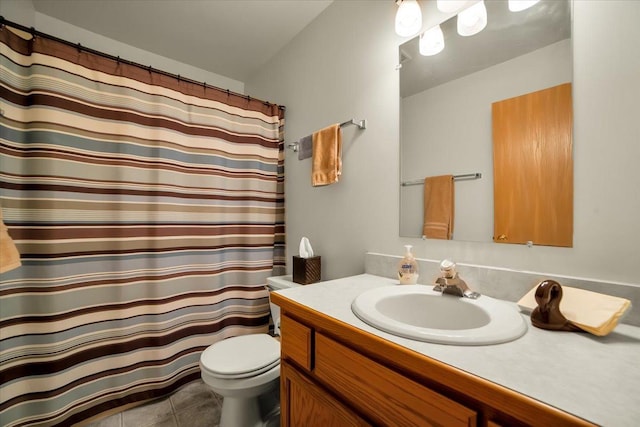1801 Great Falls Dr, Plainfield, IL 60586 - full bathroom featuring vanity, tile patterned floors, and curtained shower
