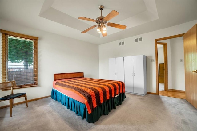 1801 Great Falls Dr, Plainfield, IL 60586 - bedroom featuring light carpet, a tray ceiling, and a closet
