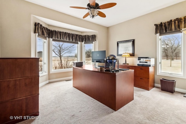 49W695 Hinckley Rd, Big Rock, IL 60511 - home office featuring light colored carpet and ceiling fan
