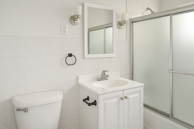 4133 Lindley St, Downers Grove, IL 60515 - full bath with tile walls, vanity, and shower / bath combination with glass door