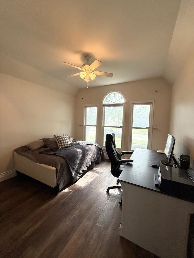 1779 Frost Ln, Naperville, IL 60564 - bedroom with an office area, dark wood-style floors, and a ceiling fan
