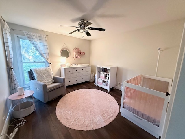 1779 Frost Ln, Naperville, IL 60564 - bedroom featuring dark wood-style flooring, ceiling fan, and a crib