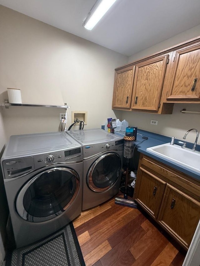 1779 Frost Ln, Naperville, IL 60564 - laundry room with washer and dryer, cabinet space, and dark wood-style floors
