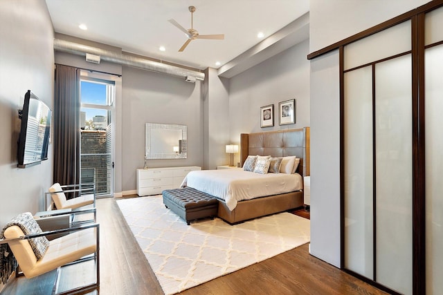 2411 W Walton St Unit 2B, Chicago, IL 60622 - bedroom featuring wood finished floors, recessed lighting, and ceiling fan