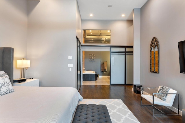 2411 W Walton St Unit 2B, Chicago, IL 60622 - bedroom featuring wood finished floors, a high ceiling, and recessed lighting