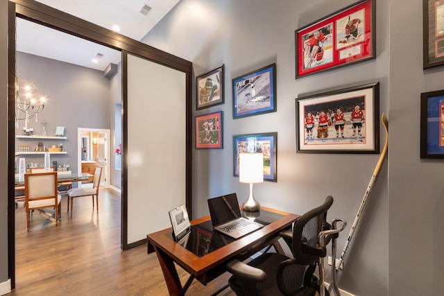 2411 W Walton St Unit 2B, Chicago, IL 60622 - office area with wood finished floors and recessed lighting