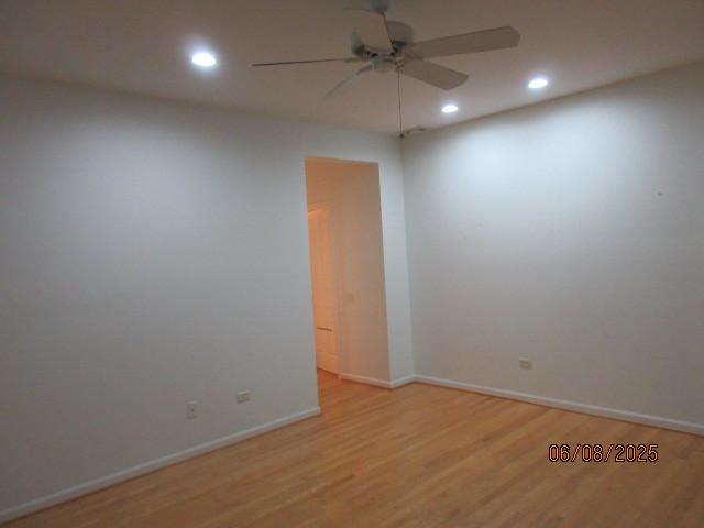 13005 Big Horn Dr, Huntley, IL 60142 - unfurnished room with recessed lighting, light wood-style flooring, and a ceiling fan