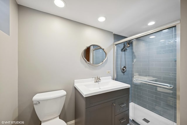 1419 W Miner St, Arlington Heights, IL 60005 - bathroom with vanity, a shower stall, and recessed lighting