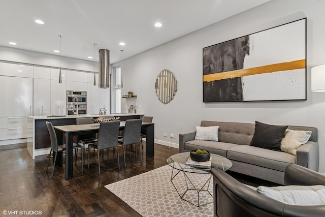 1718 W Le Moyne St Unit 1, Chicago, IL 60622 - living room with dark wood finished floors and recessed lighting